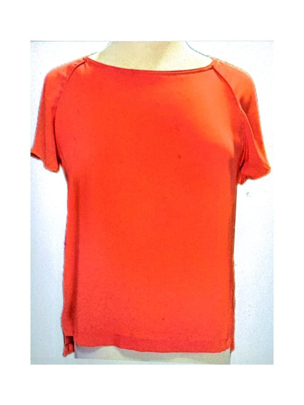 New Flowy Lightweight Orange Summer Blouse Short Sleeve Top Flowy Office Comfy